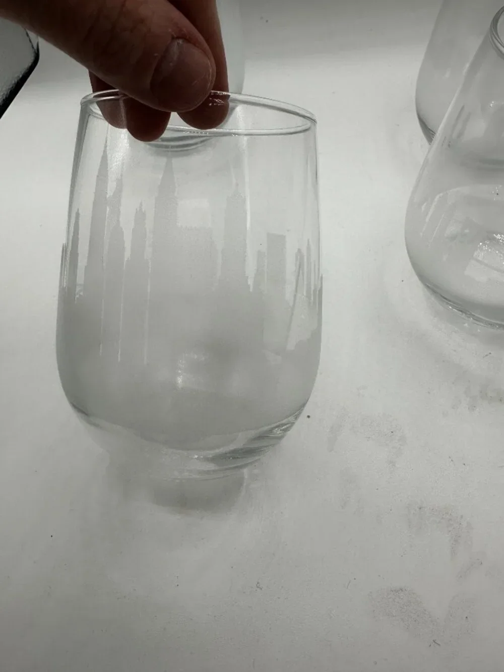 NEW Urban & Etched New York City Etched Stemless Wine Glass - Set of 4